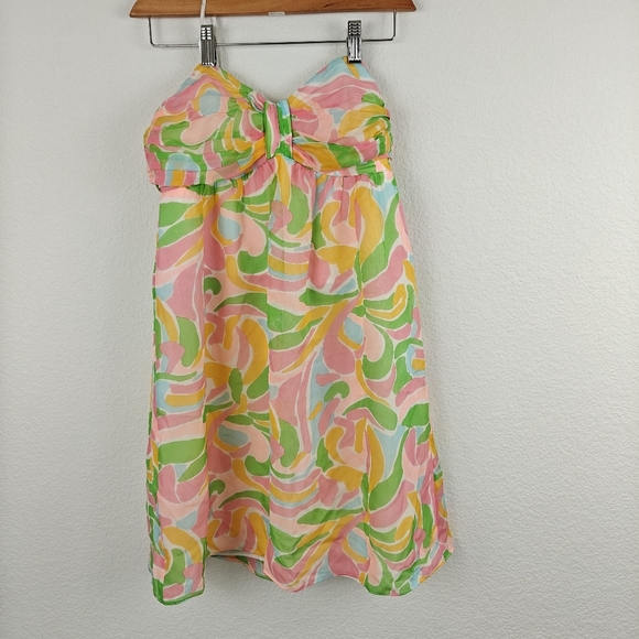 Shoshanna 100% Silk Strapless Floral Mini Summer Dress Size 0 Women's - Picture 12 of 13